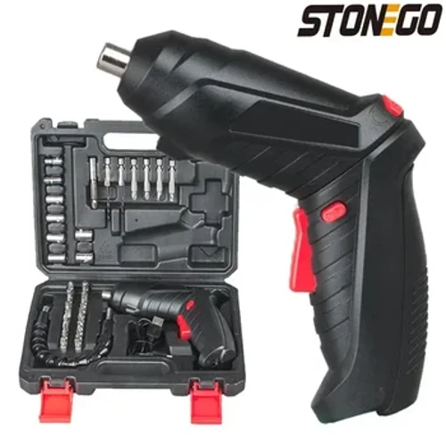 Chave de fenda elétrica STONEGO, chave de fenda sem fio de 3,6 V 1300mAh recarregável com conjunto de bits de chave de fenda de 44 unidades