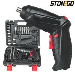 STONEGO Obeng Listrik, 3.6V 1300mAh Cordless Obeng Isi Ulang dengan 44 Pcs Set Mata Obeng