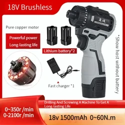 Mini chave de fenda elétrica de lítio 1500mah, 18v, recarregável, chave de fenda sem fio, grande torque, motor sem escova, dupla finalidade