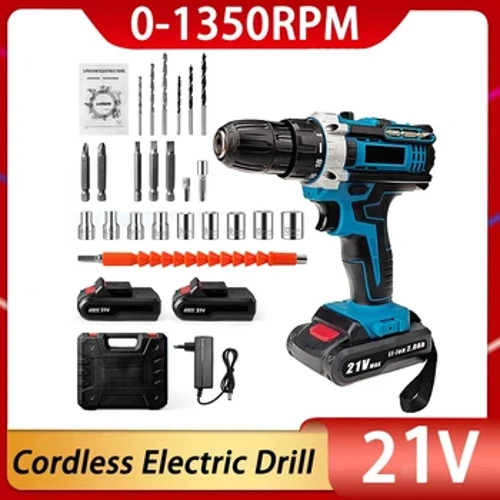 21V Máy Khoan Tác Động Điện Tua Vít 1350 Vòng/phút Tốc Độ Cao Mũi Khoan Sạc Máy Khoan Búa Cầm Tay Dụng Cụ Điện