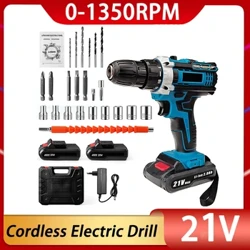 21V Cordless Impact Screwdriver ya Umeme ya Kuchimba Visima 1350rpm Vyombo vya Nguvu vya Kuchimba Visima vya Kasi ya Juu Vinavyoweza Kuchajishwa