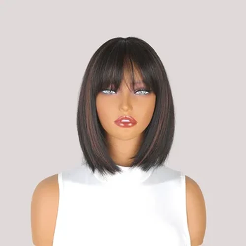 Parrucca corta per capelli lisci neri SNQP da 30 cm nuova parrucca per capelli alla moda per le donne fibra ad alta temperatura resistente al calore per feste quotidiane di cosplay