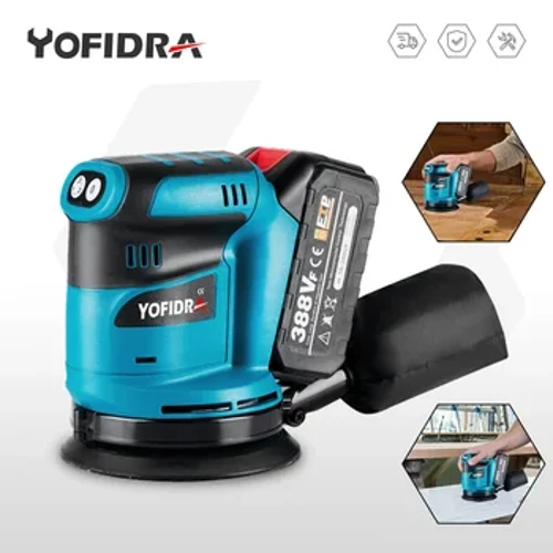 Yofidra Điện 125 Mm Máy Chà Nhám Quỹ Đạo 3 Tốc Độ Có Thể Điều Chỉnh Sạc Không Dây Máy Đánh Bóng Máy Mài Cho Makita Pin 18V