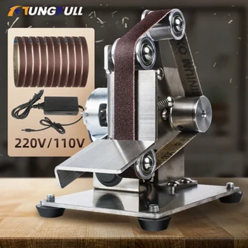 TUNGFULL Mini Belt Grinding Machine Tool Sharpening Machine Sanding Grinding Electric Sander Home Diy Polisher Machine