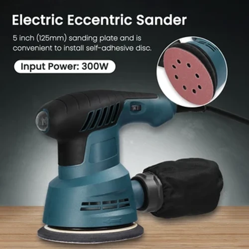 300W Car Polisher 5" Electric Sander Eccentric Sanding Polishing Grinding Machine with Dust Box 6 Speed Regulation Waxing Tools