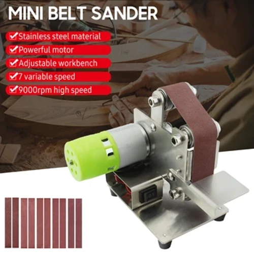110V/220V Mini Uila Belt Sander DIY Polishing Grinding Machine Cutter Edges Sharpener Multifunctional Grinder 10PCS Belt