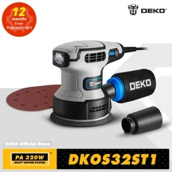 Máy chà nhám điện quỹ đạo ngẫu nhiên DEKO 320W với 16 chiếc 125mm Giấy nhám Máy đánh bóng thu gom bụi mạnh