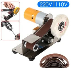 15 Derajat Mini Electric Belt Sander Mesin Cutter Edge Sharpener DIY Polishing Grinding Grinder dengan 10 Sabuk Abrasif