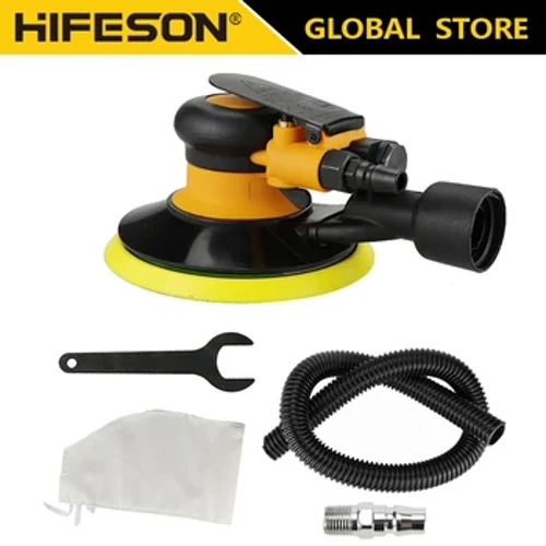 Air Sander Polisher dengan Vacuuming 6 ''150 Mm Cat Mobil Alat Perawatan Polishing Acak Orbital Palm Keras & Sikat Lembut M8 Threaded