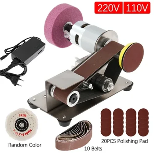 Mini Electric Belt Sander Polish Machine Multifunctional Grinder Belt Sander 7 Gears Adjustable Cutter Edges Sharpener