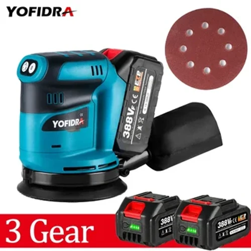 Yofidra 125 Mm 3 Kecepatan Acak Orbital Listrik Sander Penggiling Kayu Polishing Grinding Mesin Amplas untuk Makita 18V Baterai Alat