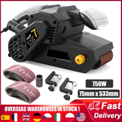750W Belt Sander Electric Table Sander Variable Speed ​​2-in-1 Vacuum Cleaner Adapter Woodworking Belt Sanding Grinding Machine