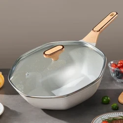 GIANXI 28cm Octagonal Frying Pan Household Egg Steak Wok Universal Cooker Nonstick Pan Kitchen Frying Pan Cooking Saucepan