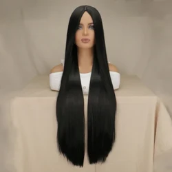 Wig Dhíreach Fada Gruaige na mBan 40orlach Páirtí Cosplay Nádúrtha Sintéiseach Meán-Páirt Líne Uigí Faisin Laethúla Frithsheasmhacha Teasa