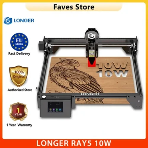 LONGER RAY5 10W Laser Engraver ʻOki ʻoki ʻana i ka Mīkini Hana Wahi 400x400mm Optimized Focus ʻoki lāʻau metala lole Acrylic