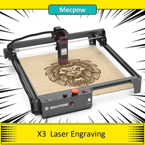 Máquina de gravação a laser Mecpow X3 5W com trava de segurança, parada de emergência, detecção de chama com velocidade de 10000 mm/min, sensor giroscópio