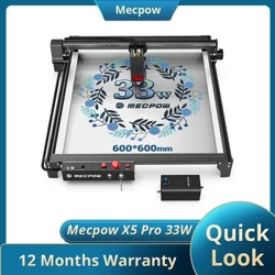 Máy khắc laser Mecpow X5 Pro 33W Vùng khắc 600x600mm Điểm laser 0,08x0,1mm với hỗ trợ không khí tự động, tốc độ 28000mm / phút