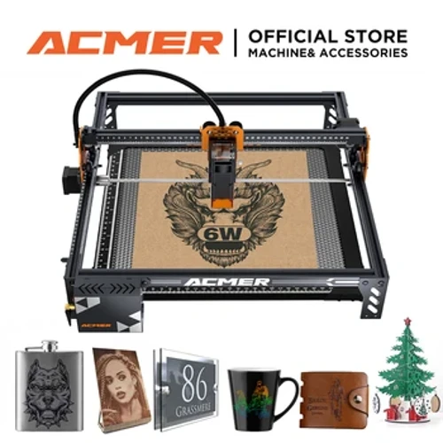 ACMER P1 SPro 6W Laserový gravírovací stroj32bit GRBL Wifi autonomní řízení CNC Modrý laserový řezací stroj pro kovové nástroje