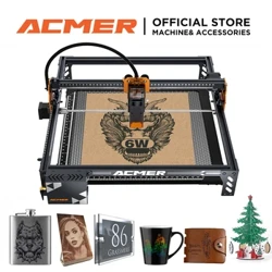 ACMER P1 SPro 6W Mīkini engraving laser32bit GRBL Wifi autonomous control CNC Blue mīkini ʻoki laser no nā mea hana lāʻau metala