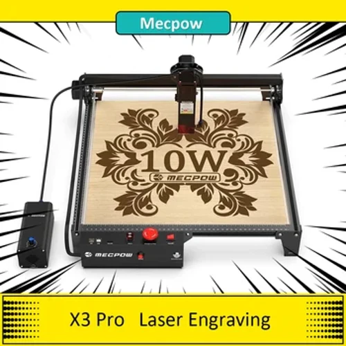Mecpow X3 Pro 10W lasergraveermachine met luchtpompset, veiligheidsslot, noodstop, vlamdetectie, brede toepassing