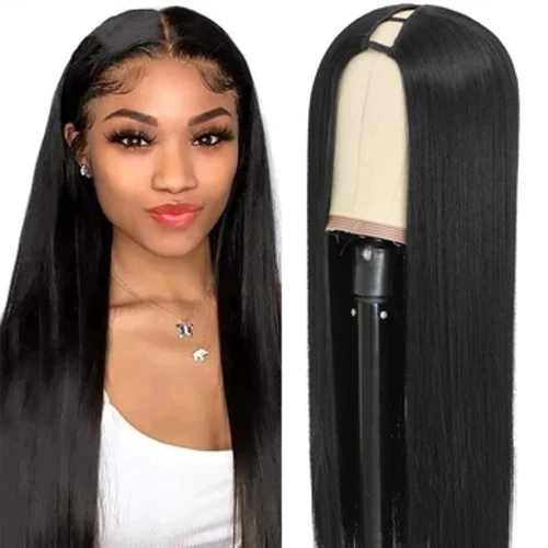 Perruques u-part synthétiques lisses et longues de 10 à 24 pouces, sans colle, en forme de V, pour femmes noires, usage quotidien, perruques de fête Cosplay, densité 150%