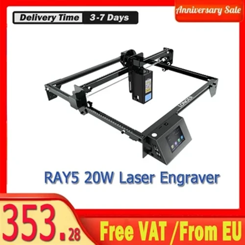 LONGER RAY5 20W laserový gravírovací stroj, 0,08 * 0,1 mm laserový bodový barevný dotykový displej 32bitový čipset APP Connection laserový gravírovací stroj