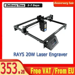 LANGER RAY5 20W lasergraveerder, 0,08 * 0,1 mm laserspotkleurentouchscreen 32-bit chipset APP-verbinding lasergraveermachine