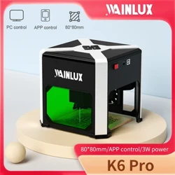 Wainlux Laser Engraver K6 Mark Printer Cutter Träbearbetningsmaskiner Plast 3000mw Bluetooth Mini Laser Gravering Markeringsmaskin