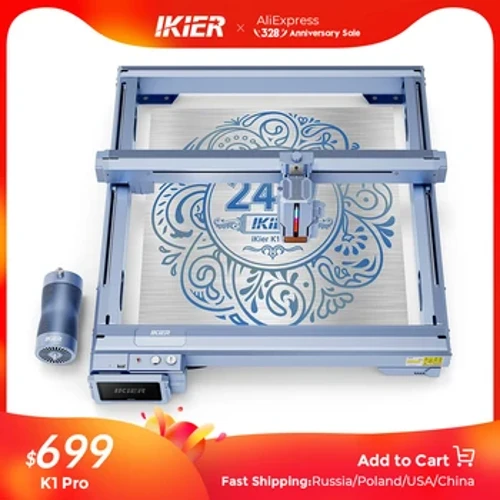 iKier K1 Pro 24W lasergraveringsmaskine DIY CNC lasergravering Skæregravering Ultrafin laser med fast fokus