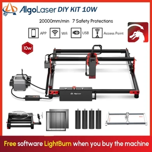 I-AlgoLaser 10W Laser Potente Laser Engraving Machine Amathuluzi I-DIY Wood Cutter Support LightBurn Offline Control Engraver