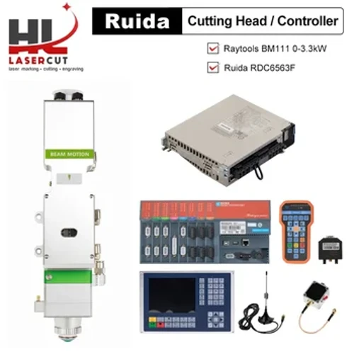 Raytools BM111 Testa di taglio laser da 3,3 kW Messa a fuoco automatica FL125 con controller Ruida RDC6563F per macchina da taglio laser a fibra