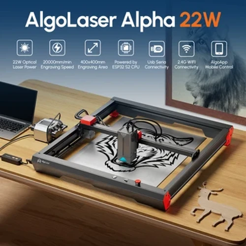 Algolaser Alpha 22W High Power Laser Gravering Skärmaskin 22W CNC Router DIY Metall Laser Engraver Cut 45mm Akryl Trä