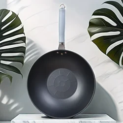 30 cm kiinalainen puhdasrautainen wok Hyvännäköinen kattila pinnoittamaton yleiskäyttöön kaasu- ja induktioliedelle astiasto puisella kahvalla