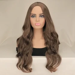 Uigí Cosplay Fada Dubha Donn Éadaí Oíche Shamhna Chatach Mná Mná Fada Tonnta Dath Grúbaí Sintéiseacha Cóisir Nádúrtha