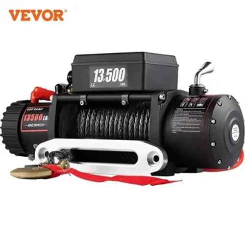 VEVOR elektrisk vinsch 12v 13500lbs 24M syntetiskt rep med fjärrkontroll för 4X4 bilsläp ATV lastbil Off Road båt