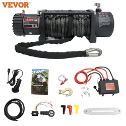 Winsh Car Trydan VEVOR 13500LBS 12V ar gyfer 4X4 92FT Trailer Synthetig Rhaffau Tynnu Strap Gyda Rheolaeth Ddi-wifr Tryc ATV Oddi ar y Ffordd