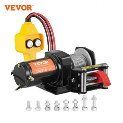 Vevor 2000lbs guincho elétrico de corda de aço guincho atv com controle remoto com fio e fairlead de 4 vias para reboque jeep off-road suv caminhão
