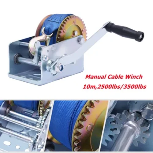Tời cáp thủ công chuyên nghiệp với tời kéo cáp màu xanh 10m Tời nâng bằng tay Tời biển Marine Winch Căng thẳng 2500 lbs/3500 lbs