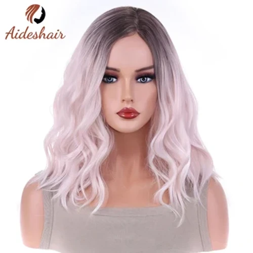 Aideshair Tóc ngắn màu xám bạc với tóc ngắn xoăn giữa và tóc xoăn nhỏ để sử dụng trong bữa tiệc hàng ngày