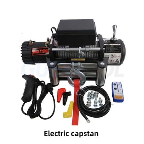 12V24V Winch Listrik 12000 Pound 13500 Pound dengan Remote Control Cocok untuk Mobil Trailer Tali Traksi Sabuk ATV Truk Off-Ro