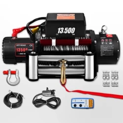Vevor Electric Winch, cabrestante de camión eléctrico con control remoto de identificación y control remoto inalámbrico, 13500 lb/6125 kg, con cable de acero fuerte de 92 pies