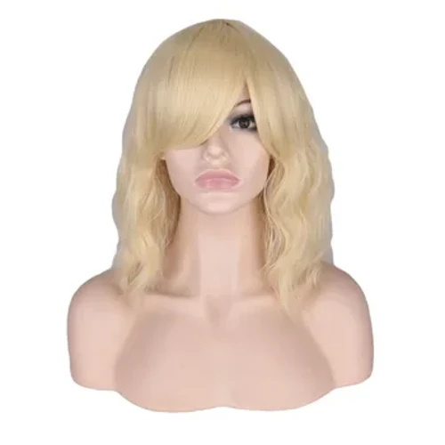 Parrucche corte ricci da donna bionde bianche per cosplay, parrucche sintetiche resistenti al calore per capelli