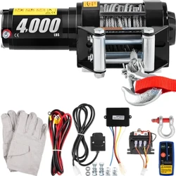 Winsh Trydan VEVOR 4000lb, Winsh Trydan 12V gyda Rheolaeth Anghysbell Di-wifr, Winsh Trydan Codi Dur Cebl Dur 13m Hyd