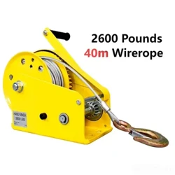 2600Pounds 40m 3m/phút Wirerope Tay Tời Vận Hành Thép Hợp Kim Bằng Tay Lực Kéo Tời Tời Cần Trục Hai Chiều Jack Tự Khóa