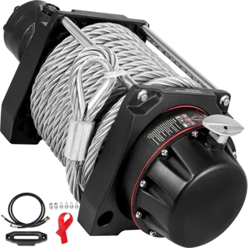 Winch Hydrolig Diwydiannol VEVOR 20000 pwys, Winsh Angor Hydrolig w / Cebl Dur Cryf 24m, Pecyn Addasydd Winsh Gyriant Hydrolig