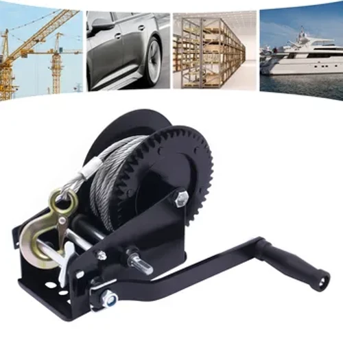 3306.93lbs Manuell Winch Hand Crank Winch Boot Winch Mat 32.81ft Kabel 4:1/8:1