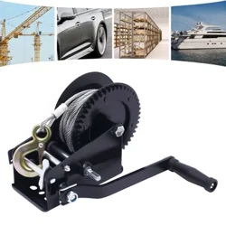 3306.93lbs Handmatige lierhandkranke lier boot lier met 32,81ft kabel 4: 1/8: 1