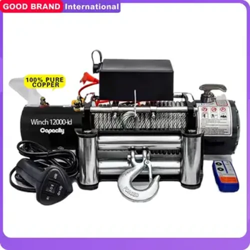 Winch Trydan 12000LBS/5443KG Cebl Dur Dyletswydd Trwm Gwydn 85 troedfedd ar gyfer Adfer Trelars Tryc Cwch ATV SUV oddi ar y Ffordd Winch