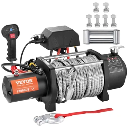 VEVOR Verricello elettrico da 18000 libbre Verricello per veicoli IP67 Controllo wireless con cavo in acciaio
