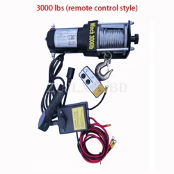 Xe Tự Cứu Địa Hình Tời 3000lbs 12V 24V Tời Điện Cho Xe Cẩu 3000 Lbs Tay Cầm Và kiểu Điều Khiển Từ Xa